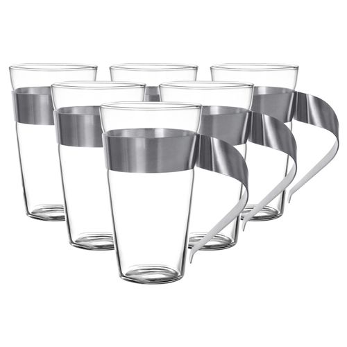 Latte-Macchiato-Glas VILLEROY & BOCH "Latte-Macchiato-Gläser NewWave 300 ml 6er Set transparent", bunt (transparent), B:8,5cm H:15cm Ø:8,5cm, Glas, Trinkgefäße, Latte-Macchiato-Glas, Spülmaschinenfest
