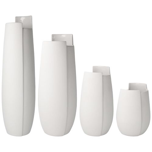 Dekovase GOEBEL "Vasen Ova 16 cm / 21 cm / 30,5 cm / 36 cm 4er Set weiß", weiß, B:2cm H:2cm T:2cm, Vasen, Handwäsche wird empfohlen