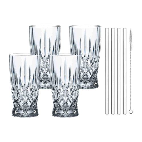 Latte-Macchiato-Glas NACHTMANN "Latte Macchiato Set Noblesse 350 ml 8er Set transparent", bunt (transparent), B:2cm H:2cm, Glas, Trinkgefäße, Latte-Macchiato-Glas, Erhöhte Bruchfestigkeit, Kristallglas, spülmaschinenfest