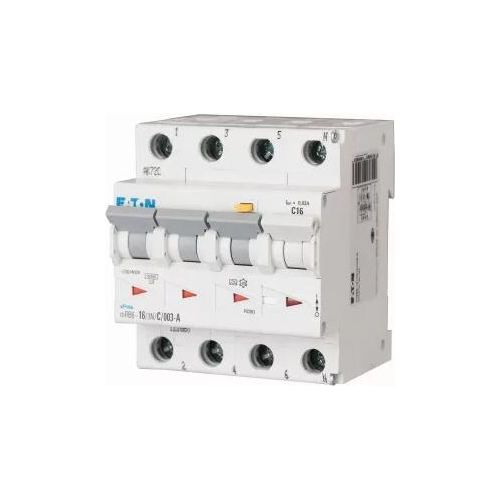 Eaton FI/LS Kombination, 16 A, 30 mA, LS-Charakteristik: D, 3p+N, FI-Charakteristik: A 120672