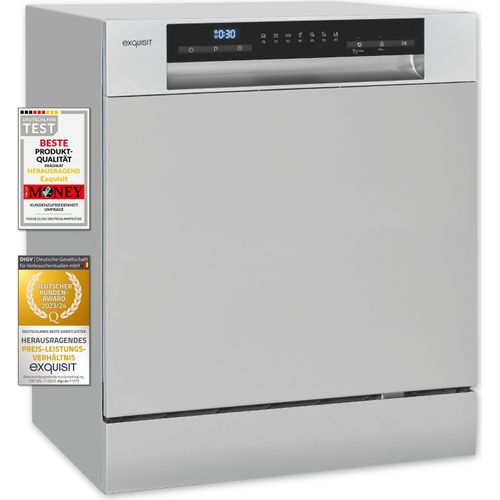 Exquisit Geschirrspüler GSP508-030D silber | Spülmaschine 55 cm | Power+ | ECO Modus | Standgerät