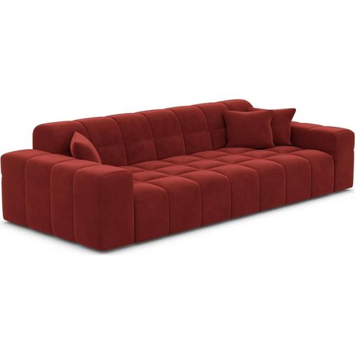 Samtstoff 3-Sitzer Couch Nivara Rot