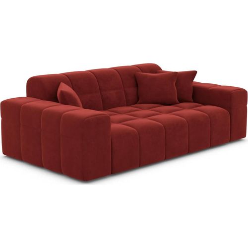 Samtstoff 2-Sitzer Couch Nivara Rot