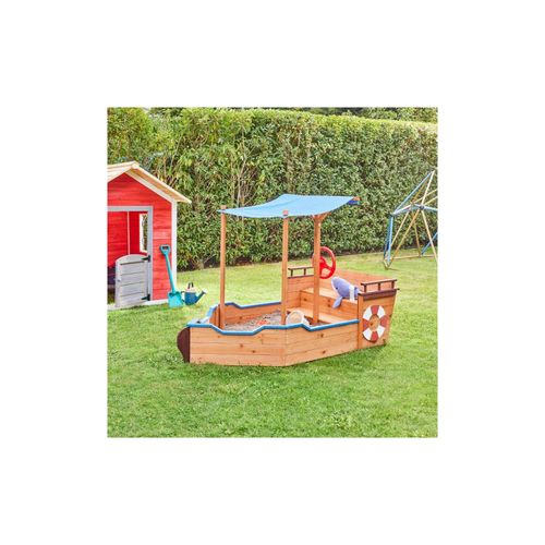 HOME DELUXE Sandkasten Schiffsoptik mit Bank MATSCHEKISTE - 160 x 78 cm