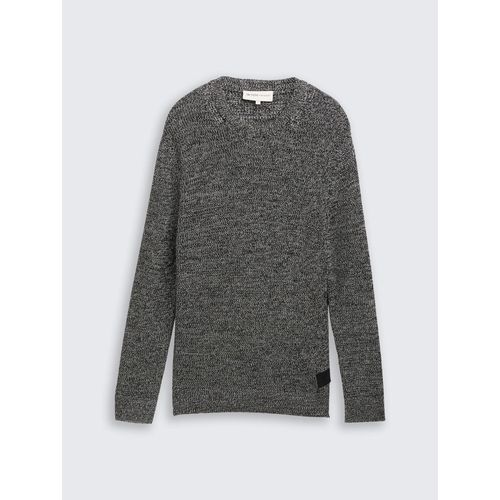 TOM TAILOR DENIM Herren Strickpullover mit Rundhalsausschnitt, grau, Meliert, Gr. XXL