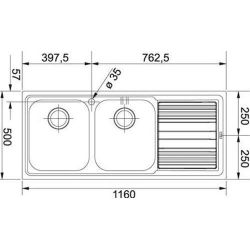 Franke LLL 621, Edelstahl, 2 Becken, 340 x 400 mm, 19,5 cm, 340 x 400 mm, 19,5 cm