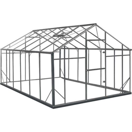 Gampre Aluminium Glas Gewächshaus Sanus XL15 Anthrazit 430x290x225 cm