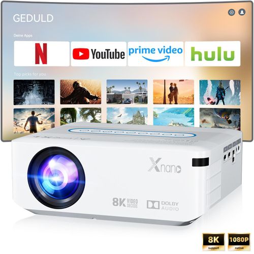 Projektor Android 9 Full HD 1080P 300 ANSI, WiFi, Tragbarer LCD-Beamer 300 lm, 1000:1, 1920 x 1080px, Dolby Audio BT5.0, 8K/4K@24fps Unterstützutzung