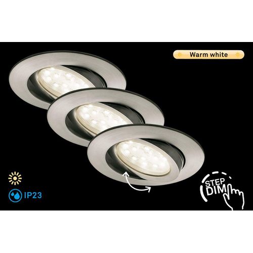 BRILONER LEUCHTEN LED Einbauleuchte "ATTACH DIM", grau, Leuchten
