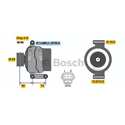 BOSCH 0 986 042 790 Lichtmaschine Generator LiMa 105A 14V für FORD TRANSIT Bus (FD, FB, FS, FZ, FC) TRANSIT Kasten (FA) TRANSIT TOURNEO (FC)