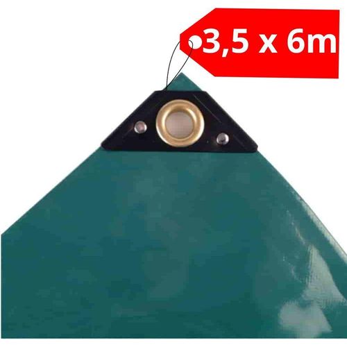 Abdeckplane mit Ösen 3,5 x 6m (21m²) PVC Plane Gewebeplane Gartenplane grün 650 g/m² PVC Plane