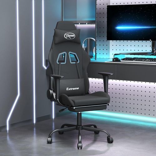 CLORIS - Gaming-Stuhl mit Fußstütze Schwarz Stoff, 16,3 kg