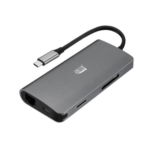 Adesso AUH-4030, USB 3.2 Gen 1 (3.1 Gen 1) Type-C, Grau, MicroSD (TransFlash), SD, HDMI, Thunderbolt 3, USB 3.2 Gen 1 (3.1 Gen 1) Type-A, USB 3.2 Gen 1 (3.1 Gen 1) Type-C, Windows 10, Windows 2000, Windows 7, Windows 8, Windows Vista, Windows XP, 45 mm