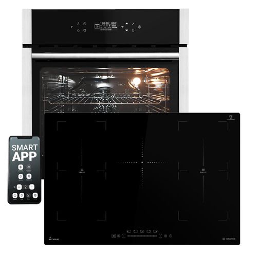 Herdset: 60cm Einbaubackofen EB8313HC + 77cm Induktionskochfeld IH87705FZ | Pizzafunktion | Grill | Umluft | Heißluft | Automatik-Timer | 2-fach Wärmeschutzverglasung | SET8313HCIH77FZ