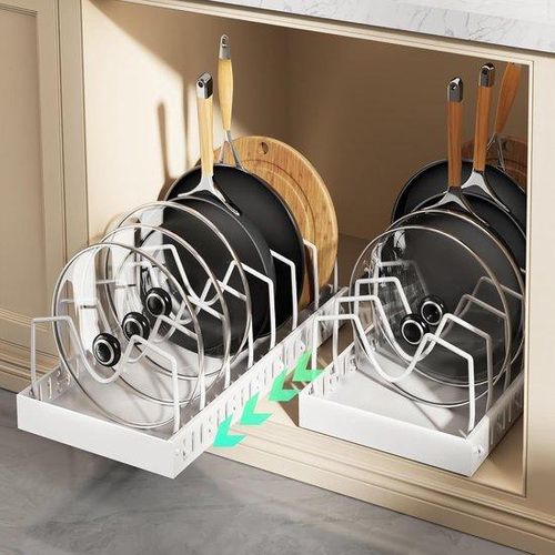 Keukenorganizer mit Umschlag und Ablage für Pannen und Töpfe, 2-teiliger Set, weiß
