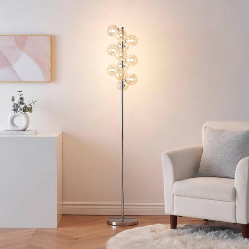 Moderne Stehlampe mit bernsteinfarbenen Glaskugeln - Ambrosia