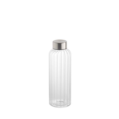 Trinkflasche APS "EVERLINE", transparent, H:19,5cm, Edelstahl, Glas, Trinkflaschen, Trinkflasche, Schraubverschluss, aus 18/8 Edelstahl