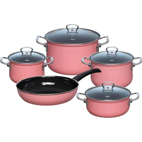Riess Topfset 5-teilig Pink Emaille