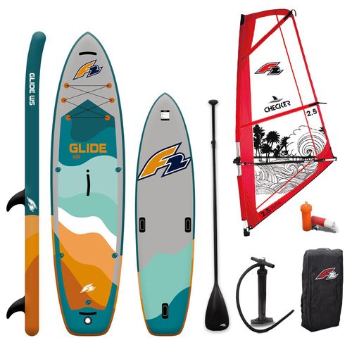 F2 Set Glide SUP 10'2" mit Windsurfsegel Checker 5qm