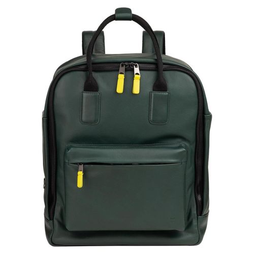 Grüner Rucksack aus Naturleder mit den Abmessungen 35x19x28 cm und einem Gewicht von 500 Gramm