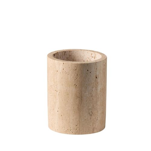Besteckhalter APS "-TRAVERTINE-", travertin, B:11cm H:13,5cm L:11cm Ø:11cm, Beton, Besteckkörbe, Besteckhalter, mit möbelschonender Unterseite