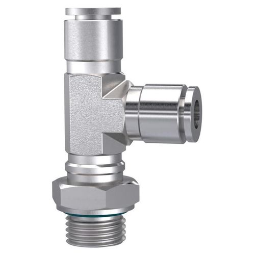 Riegler T-Steckverschraubung, L-Form, drehbar, G 1/2 a., Schlauch-Ø 12, ES