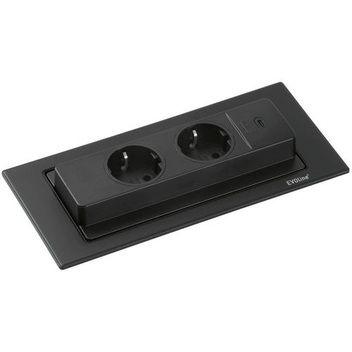 Einbausteckdose BackFlip 2-fach Steckdose + USB C versenkbar Typ F