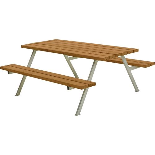 Plus Picknicktisch Alpha Stahl-Holz 177 x 185 x 73 cm teak