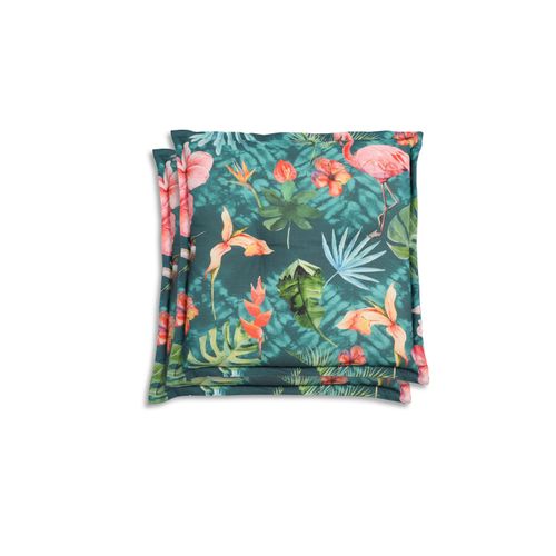 Gartensitzkissenset Blau/Grün/Rosa, 2-teilig