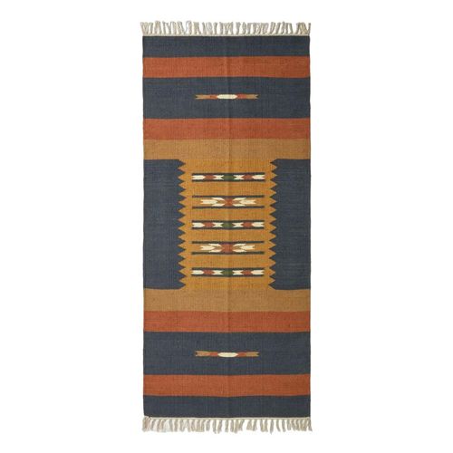 KELIM-TEPPICHLÄUFER Lundi Blue 80/180 cm
