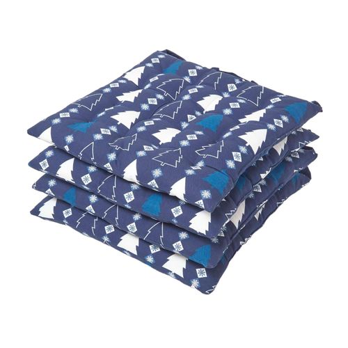 STUHLKISSEN Winterland, blau im 4er-Set 40/40/5 cm