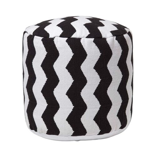 HOCKER schwarz-weiß, Zickzack-Hocker rund 40/40/45 cm