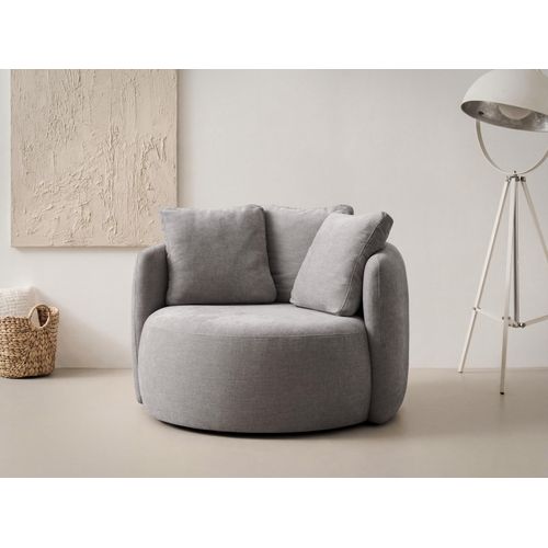 Sessel OTTO HOME "Kaarl, moderner Rundsessel, Loungesessel, Loveseat", grau, B:120cm H:90cm T:120cm, Sessel, Sessel, Webstoff, in fünf Farben, inkl. Rückenkissen, zeitloses Design