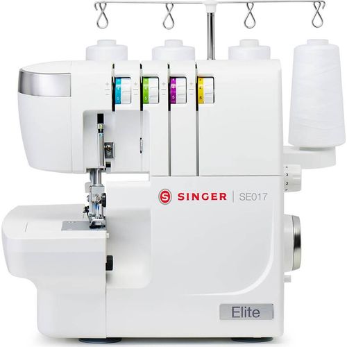 Singer Overlock-Nähmaschine Elite SE017 mit Freiarm, 15 Sticharten, 1300 Stiche/Min, ohne Stichplattenwechsel