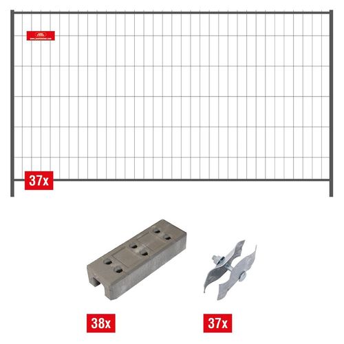 Mobilzaun / Bauzaun - XXL Set - ca. 130 lfm - Höhe: 2 m