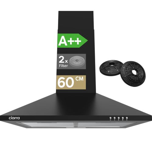CIARRA A++ 404 m³/h Dunstabzugshaube 60 cm Wandhaube Pyramide Abzugshaube 3 Stufen VMB6201
