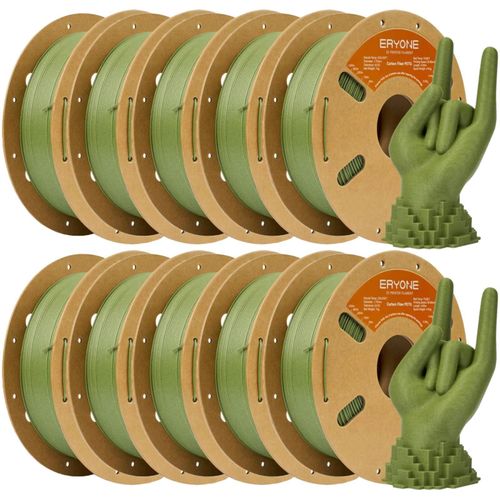 PETG Kohlefaser Filament 3D-Drucker - 1,75 mm FDM Filament - ±0,03 mm Maßhaltigkeit - 15 % Carbon - Hohe Zähigkeit und Festigkeit - 10 kg Spule - Grasgrün