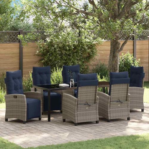 "Neues Produkt" Garten Essgruppe mit Kissen - 7 pcs - CLORIS - Grau Poly-Rattan - Sitzgruppe V2311