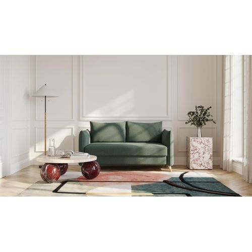 BRUNO Schlafsofa 140cm in Grün | Pillow | stabiles Massivholz & Boxspringkomfort