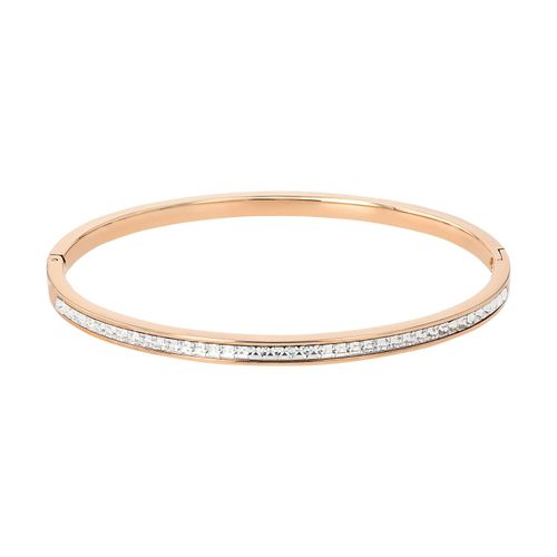 Armreif TOM TAILOR, rosa (roségoldfarben, kristallweiß, kristallweiß), Armbänder, Damen, Edelstahl, Armreif, mit Kristallglas
