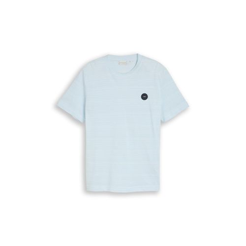 TOM TAILOR Herren Piqué T-Shirt mit Logo-Badge, blau, Gestreift, Gr. XXL