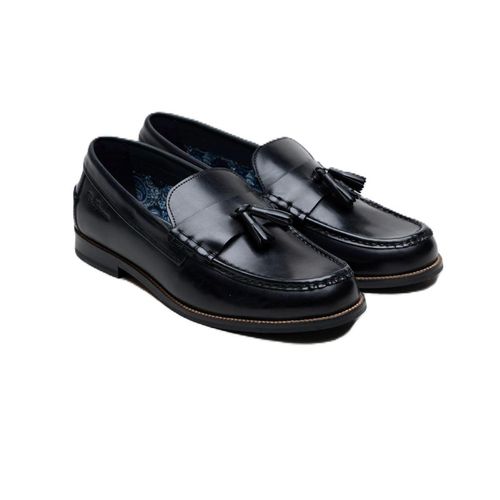 Ben Sherman Sid Brush Off Leren Zwarte Tassel Instappers voor Mannen