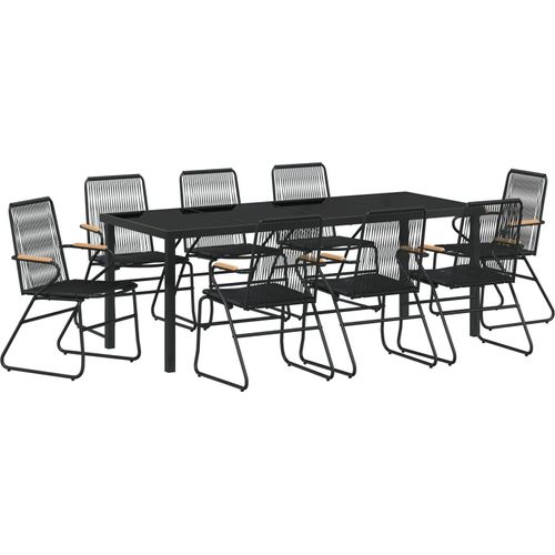 Möbel 9-teiliges Garten-Essbereich Schwarz PVC-Rattan - Gartenstühle 3379176