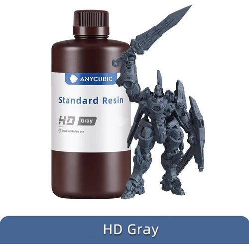 3D-Druckerharz - UV-Resin 405 nm - Hohe Präzision - Photopolymer - Für LCD/DLP/SLA - 10 kg - HD Grau