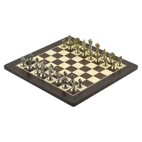 Exklusives Italfama Schachset: Altes Rom Metallfiguren & Holzbrett 30x30 cm
