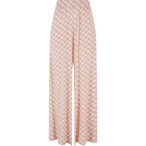 Stoffhose URBAN CLASSICS "Urban Classics Damen Ladies Viscose Resort Pants", Damen, Gr. XL, US-Größen, lemonadepinkcheck, 100% Viskose, kariert, relaxed fit, Hosen Stoffhose