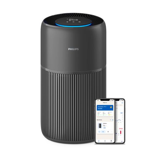 Luftreiniger PHILIPS "PureProctect Quiet 2200 Series, Luftreinigungsrate 420 m³/h", grau (schwarz), B:28cm H:48,6cm T:28cm, Luftreiniger, Luftreiniger, 3-Schichten-HEPA-Filtersystem, mit App Verbindung, leise