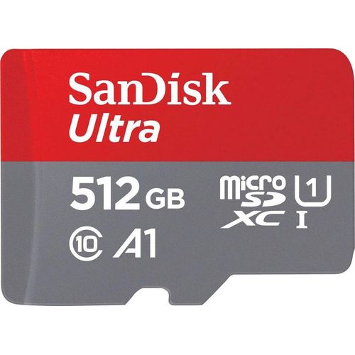 SANDISK Speicherkarte "Ultra microSDXC", grau (grau, rot), 512 GB, Speicherkarten