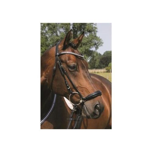 Hans Melzer Horse Equipment Hans Melzer Trense Valluhn schwarz/silber hannoversches Reithalfter schwarz unterlegt LACK WB EXTRA (KB-Kaltblut)