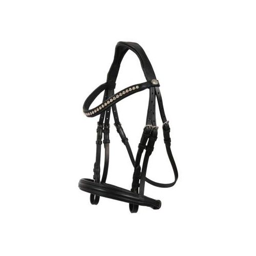 Hans Melzer Horse Equipment Hans Melzer Trense Valluhn schwarz/silber englisches Reithalfter ohne Sperrriemen WB (Warmblut)